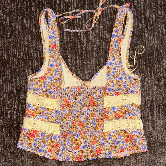 FREE PEOPLE REVOLVE Kiana Lace Tank Printed in Coral Combo SZ M boho festival - Picture 7 of 11